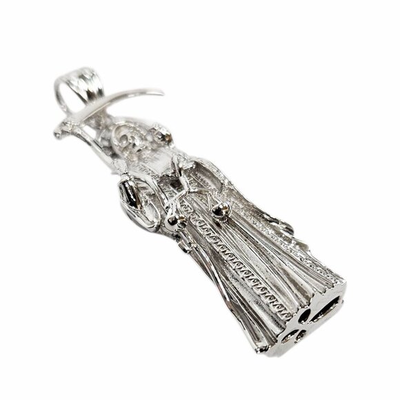 925 Unisex Silver Santa Muerte Pendant - Picture 5 of 7